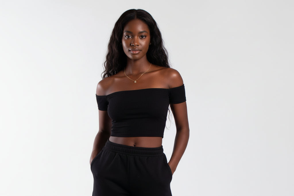 0891 - Women's Off Shoulder Cropped Tee